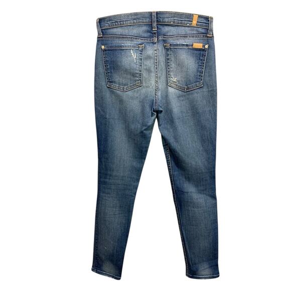 Size 25 7 for All Mankind Blue Distressed The Ankle Skinny Womens Jeans - Picture 5 of 8